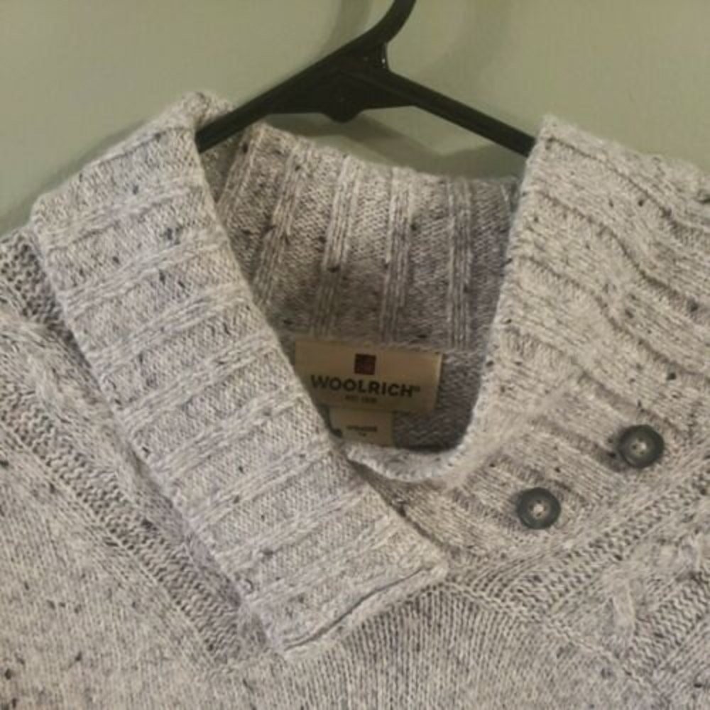 Vintage Woolrich Shawl Collar Sweater – Medium – Gray/Cream Wool Blend - Picture 6 of 8